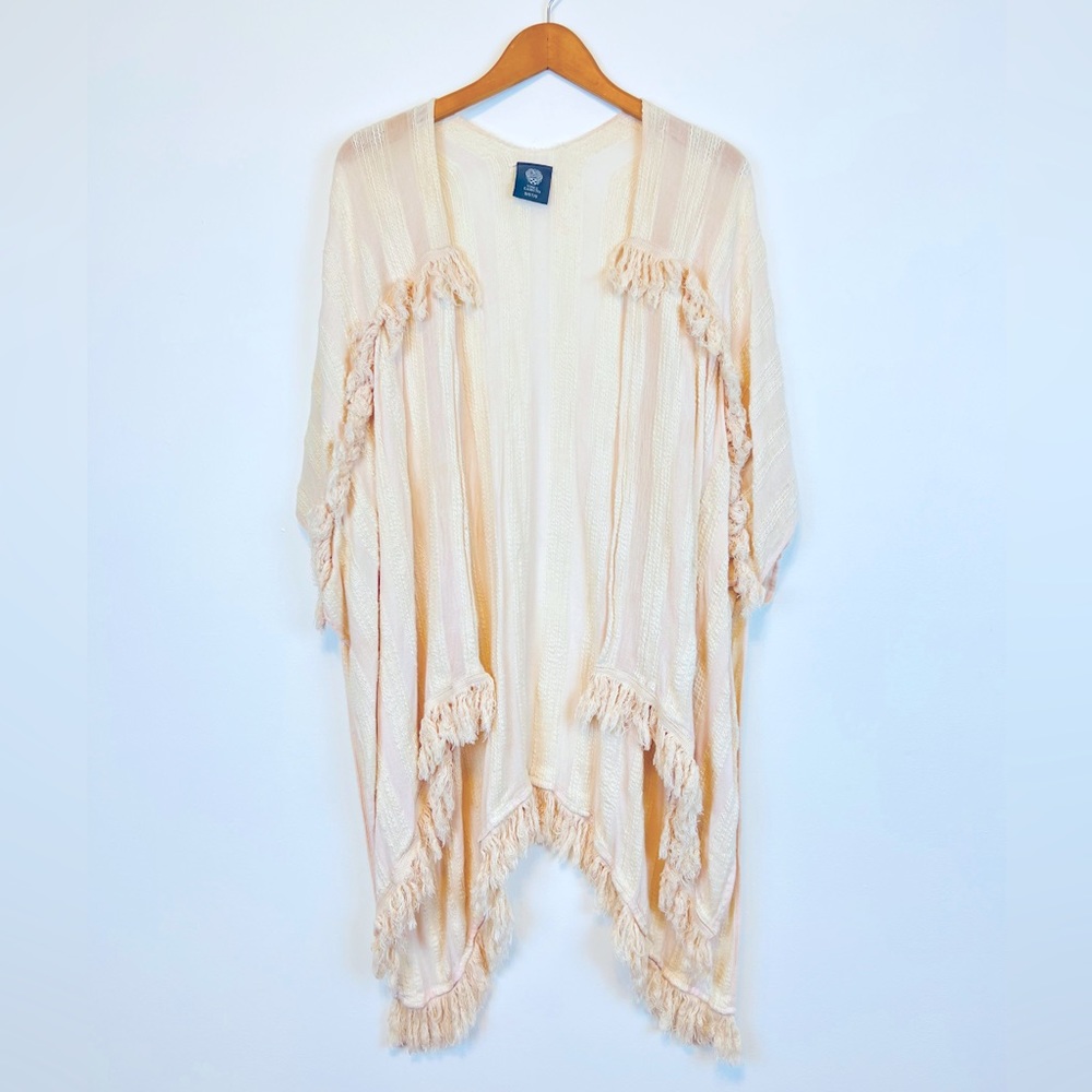 Vince Camuto Cotton Slub Tiered Fringe Cover Up